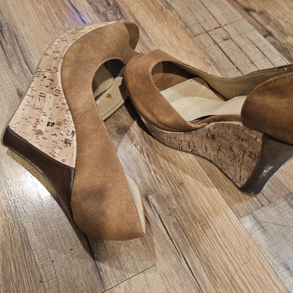 Charming Charlie Tan Cork Wedges